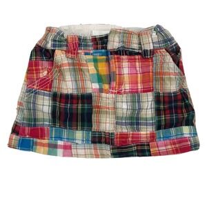 Girls Size 4 / 5‎ Madras Plaid Patchwork Skirt  Skort Multi-Color Preppy